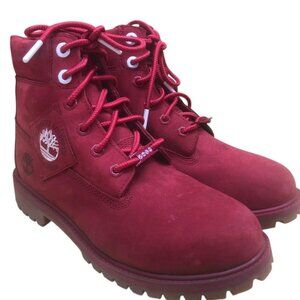 NEW Timberland A2A9C Red Nubuck Waterproof Leather Lace Up Boots
